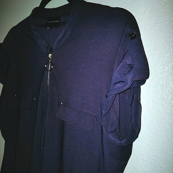PURPLE BLOUSE WITH GOLD ZIPPER, SIZE XL - Picture 3 of 5